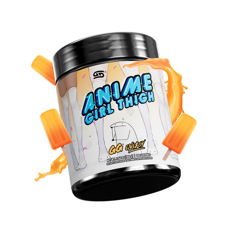 Gamersupps energy, anime girl thigh, tub,  product with flavours