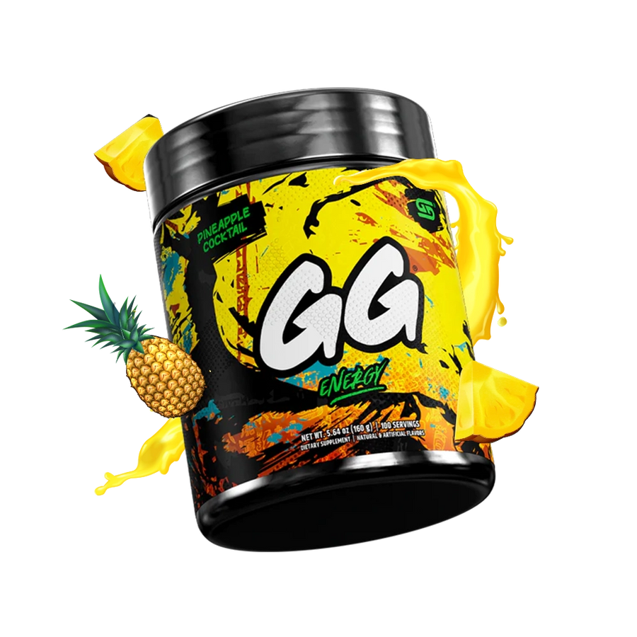 Gamersupps Energy, Pineapple cocktail, tub,  product front with fruits