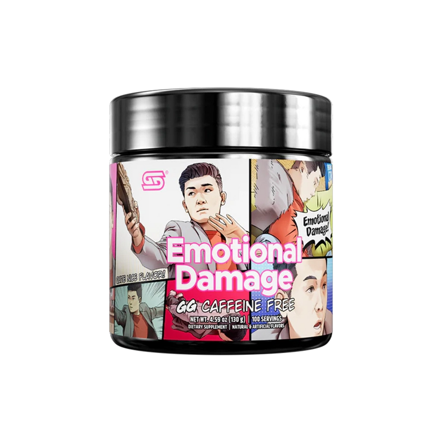 Gamersupps caffeine free, emotional damage, tub,  product front