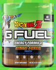 G FUEL energy, Ginyu force, Dragonball Z, tub,  product front with cool green background