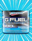 G FUEL caffeine free, Mega man, blue bomber slushee, tub,  product front with blue matching background