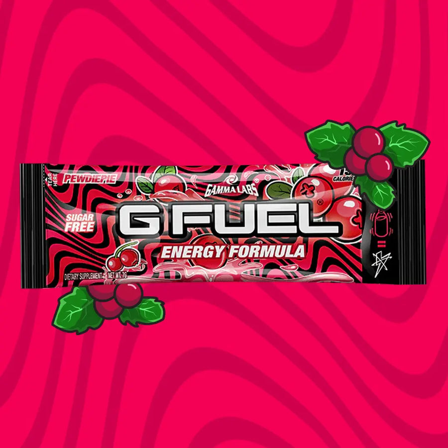 G FUEL Energy, sample pack, Pewdiepie, 1 serving, product front with matching background