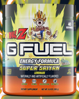 G FUEL Energy, Dragonball Z, Super Saiyan, tub,  product front with matching background