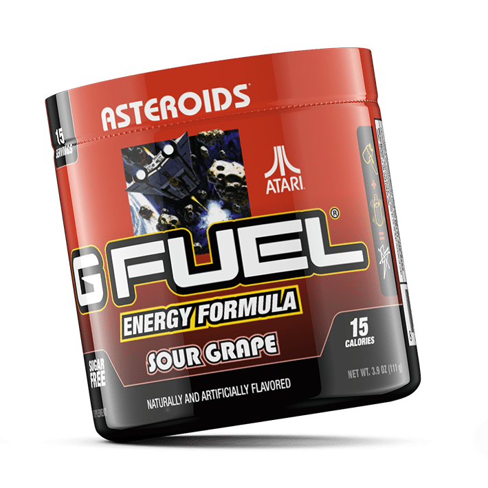 G FUEL energy, Atari Asteroids, tub,  product front with fruits and berries