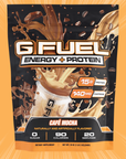 G FUEL Energy and protein powder, Cafe Mocha flavour, product front with matching background