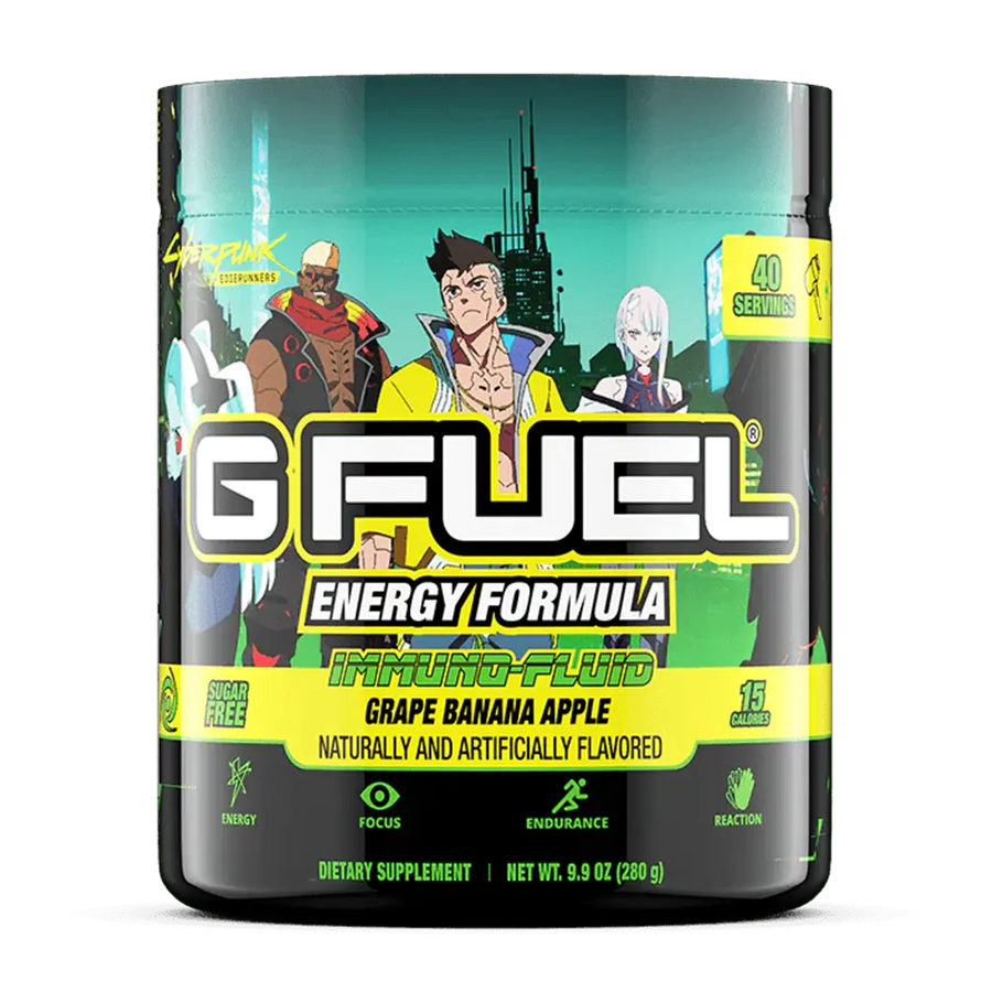 G FUEL energy, Immuno fluid, Cyberpunk, tub,  product front