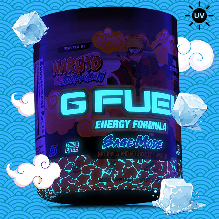 G FUEL Energy, Naruto, Sage mode, Black light edition, tub, product front with matching background