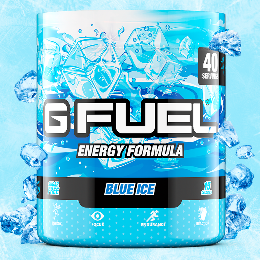 G FUEL energy, Blue ice, tub,  product front with ice cubes