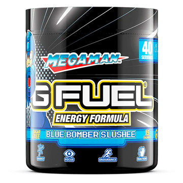 G FUEL energy, Mega man, blue bomber slushee, tub,  product front