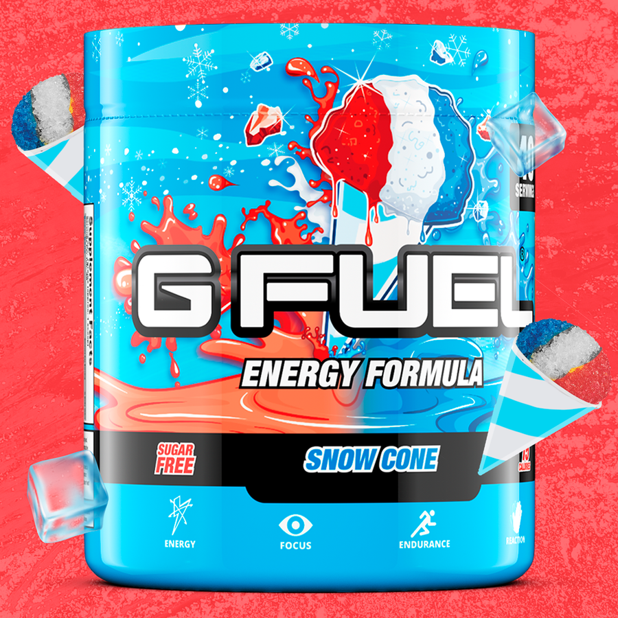 G FUEL Energy, Snow cone, tub,  product front with matching background