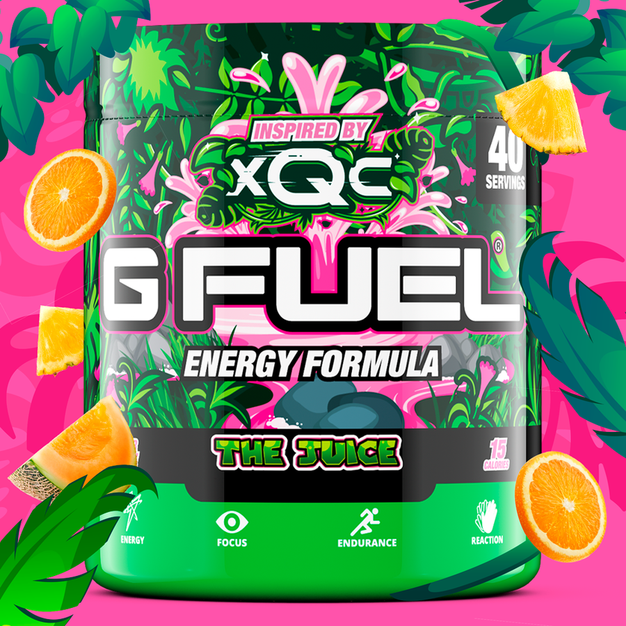 G FUEL Energy, The Juice, tub,  product front with matching background